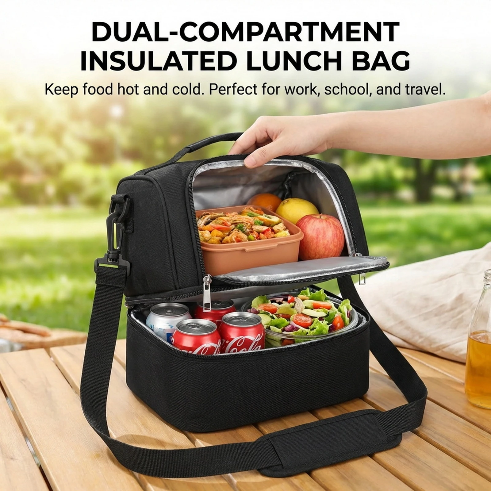 Aluminum Foil Insulated Lunch Bag Large Capacity Thermal Food Container Tote with Handles for Office School Picnic Travel