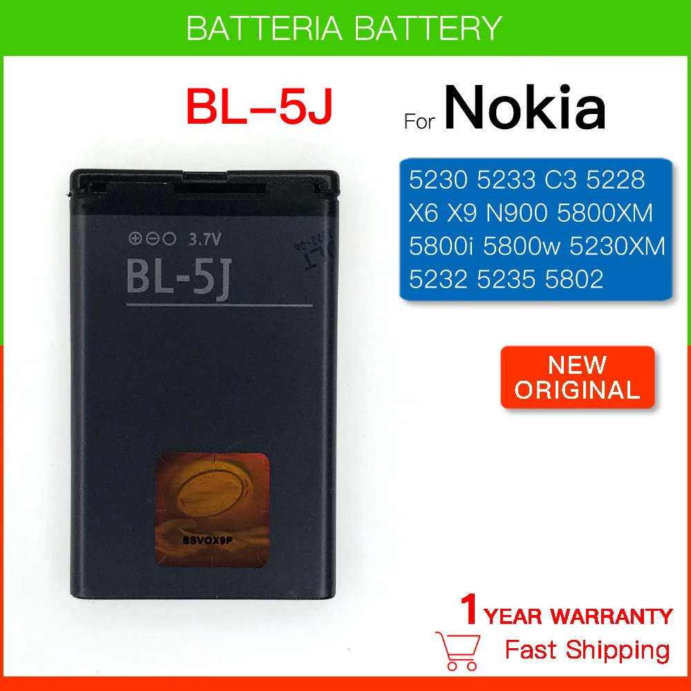 Batería Original de 1320mAh BL 5J BL-5J para Nokia Lumia 520 530 525 X1-01 5230 5233 5235 5800XM X6 C3 5802i batería BL5J