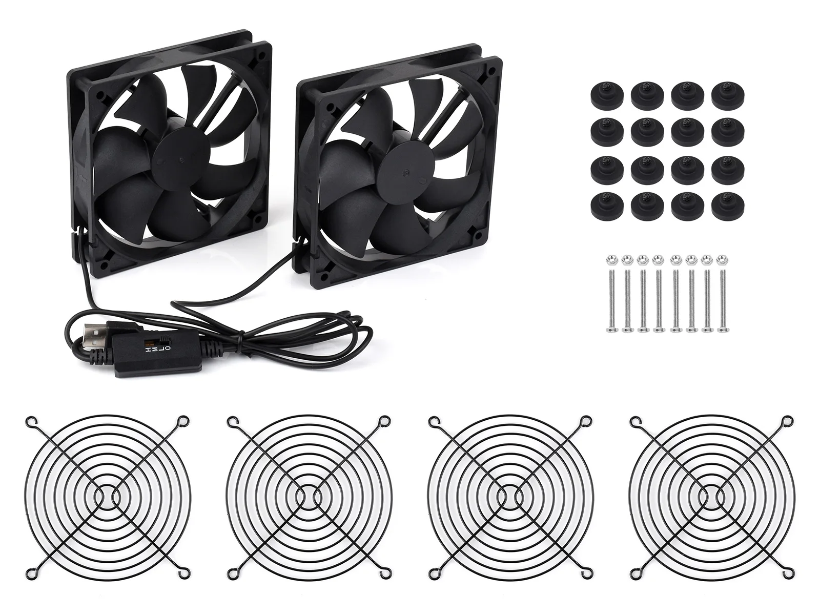 120mm USB 5V Quiet Cooling Fan 3-Speed Adjustable Metal Grill Protective 52CFM for Router PS5 NAS Cabinet - view 5