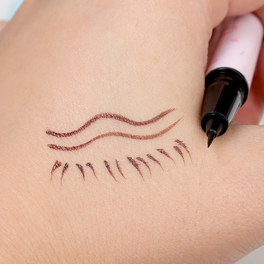 Penna per ciglia Eyeliner liquido opaco Ultra sottile impermeabile senza sbavature duraturo nero marrone sdraiato baco da seta Eye Liner occhi trucco