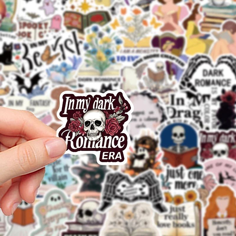 50PCS  Aesthetic Dark Romance Reader Cartoon Bookish Stickers Aesthetic Decals Ipad Phone Laptop Diary Stickers Kids Toys Gifts