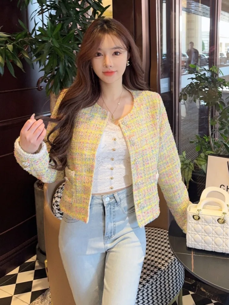 

Женская осенне-зимняя модная уличная одежда, короткие пальто Chaquetas Jaqueta High Street, французская винтажная твидовая куртка с небольшим ароматом