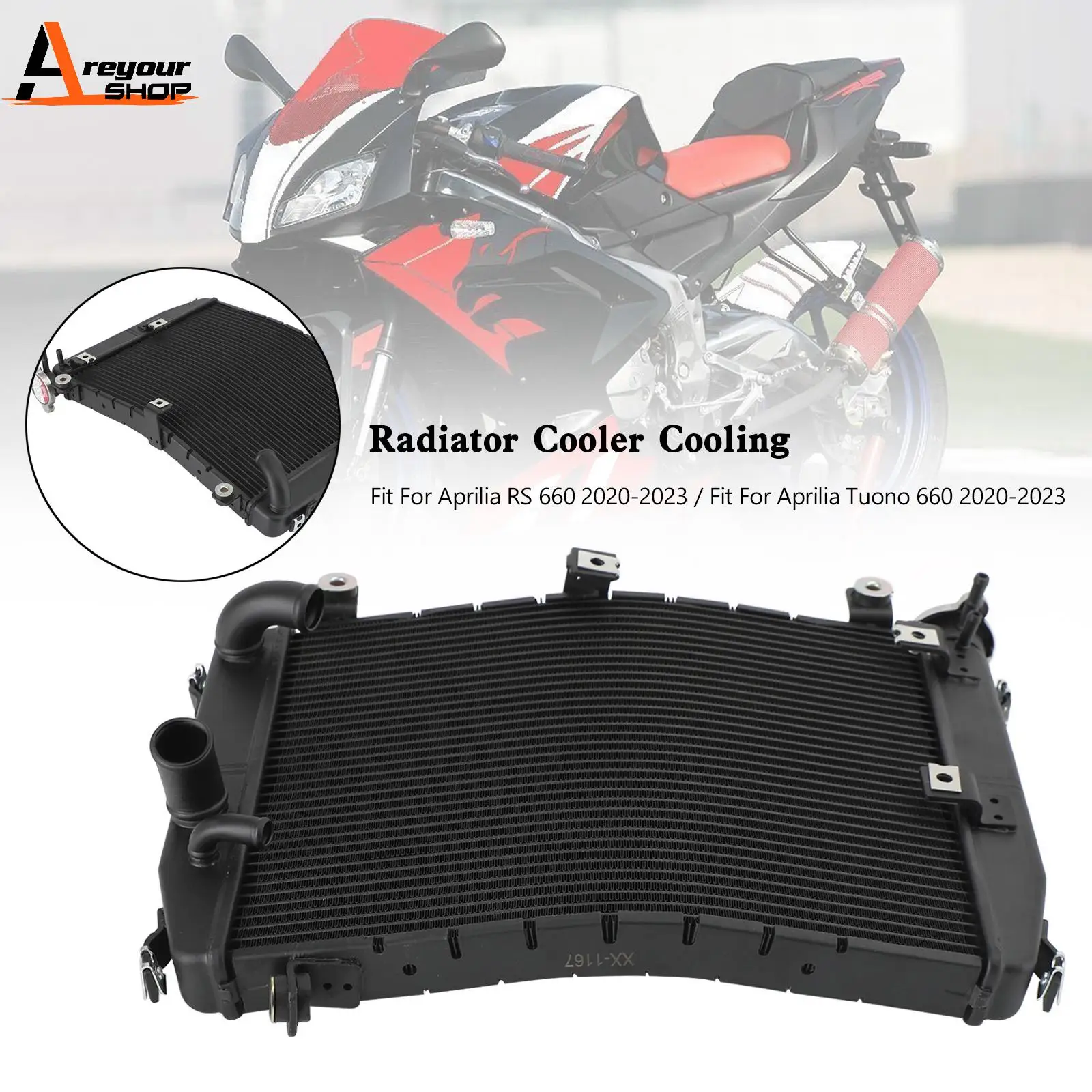 Areyourshop Aluminium Engine Radiator Cooler Cooling for Aprilia RS660 RS Tuono 660 2020 2021 2022 2023