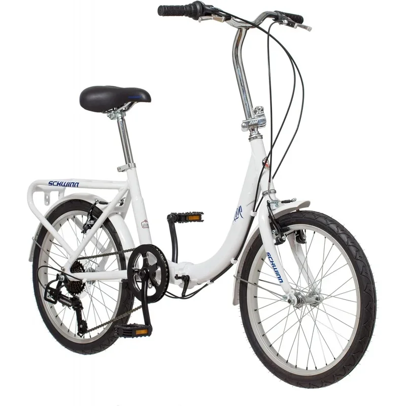 Loop Folding Bike for Adult Men Women, 20-inch Wheels, 7-Speed Drivetrain, Rear Cargo Rack, Carrying Bag Included for Storage