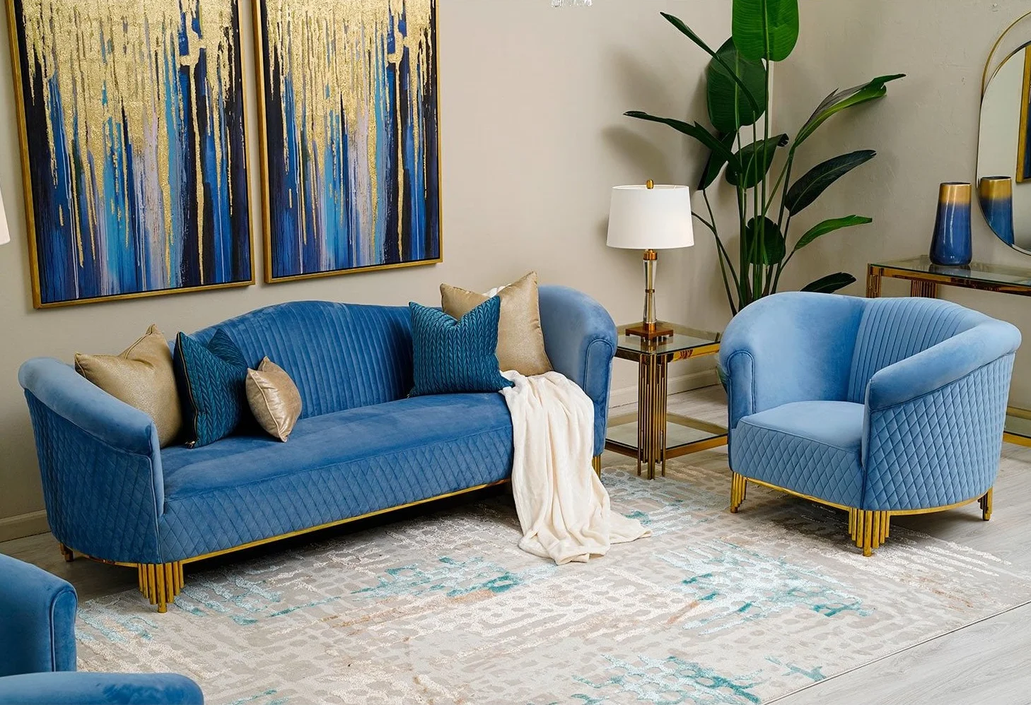 2025 Hot Selling Modern Luxury Velvet Upholstered Living Room Sofa Set Stainless Steel Base for Home Apartments Malls Cooling