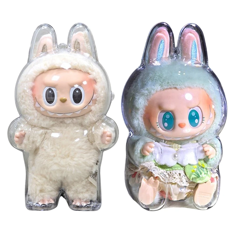 Ins moda labubu os monstros caixa brinquedo bonito urso de pelúcia boneca elfo pelúcia kawaii bonecas & capas transparentes anime figura brinquedo