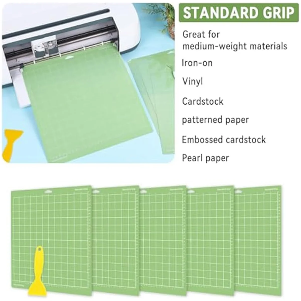 

PA-5Pcs Cutting Mats for -12x12Inch Green Standard Grip Cutting Mats for Explore Air 2/ Maker 2/3