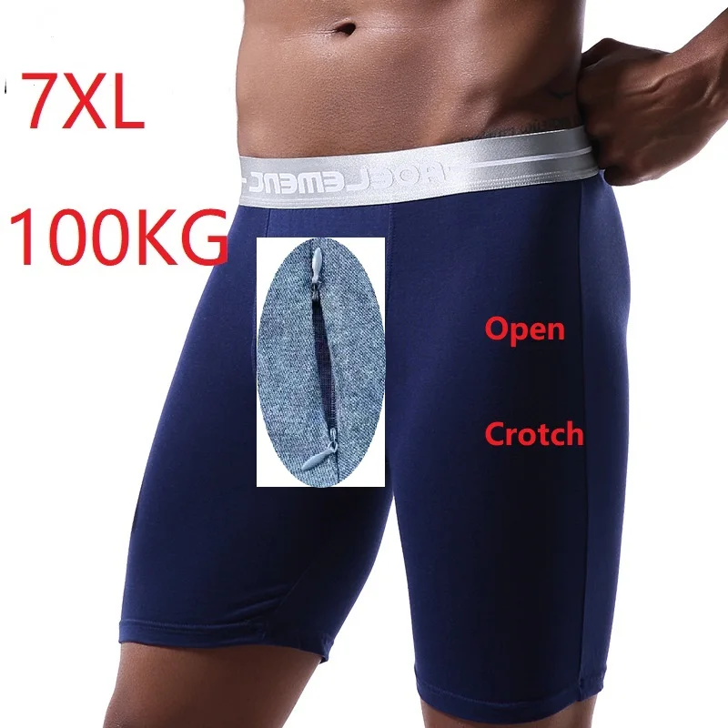 Open Crotch Tight Extended Version Sports Underwear Modal Anti-Wear Leg Men \'S Boxers Plus Size Long Leg Running Panties