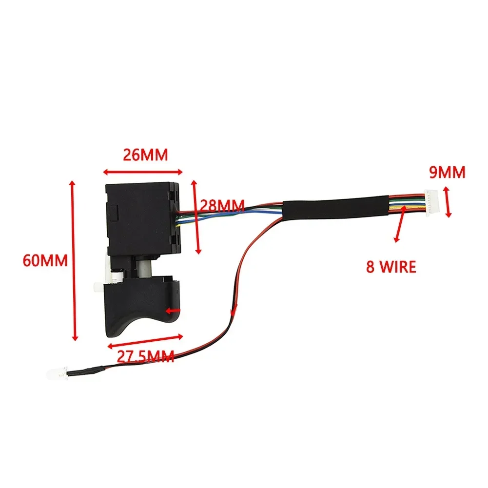 Electric Drill Speed Switch 7.2V‑24V 16A Brushless Electric Wrench Speed Control Switches With Light For 2106 161 169 Power Tool