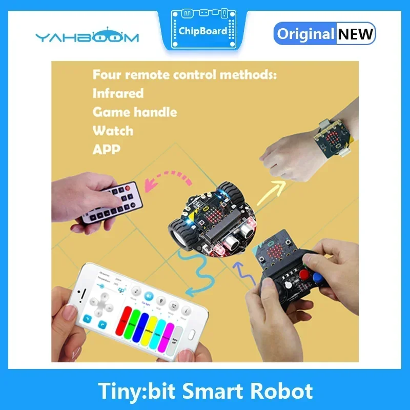 Yahboom kit de carro fabricante econômico educacional bbc micro:bit v2 haste robô de codificação educacional para aprendizagem programação