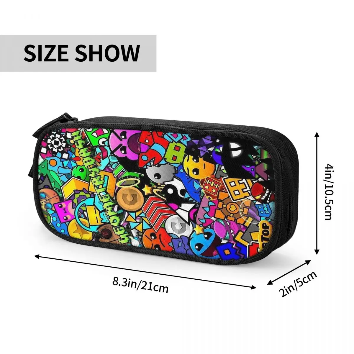 Video Game Geometry Dash Pencil Cases for Students School Pen Box Pencil Bag Large Storage Pencil Pouch