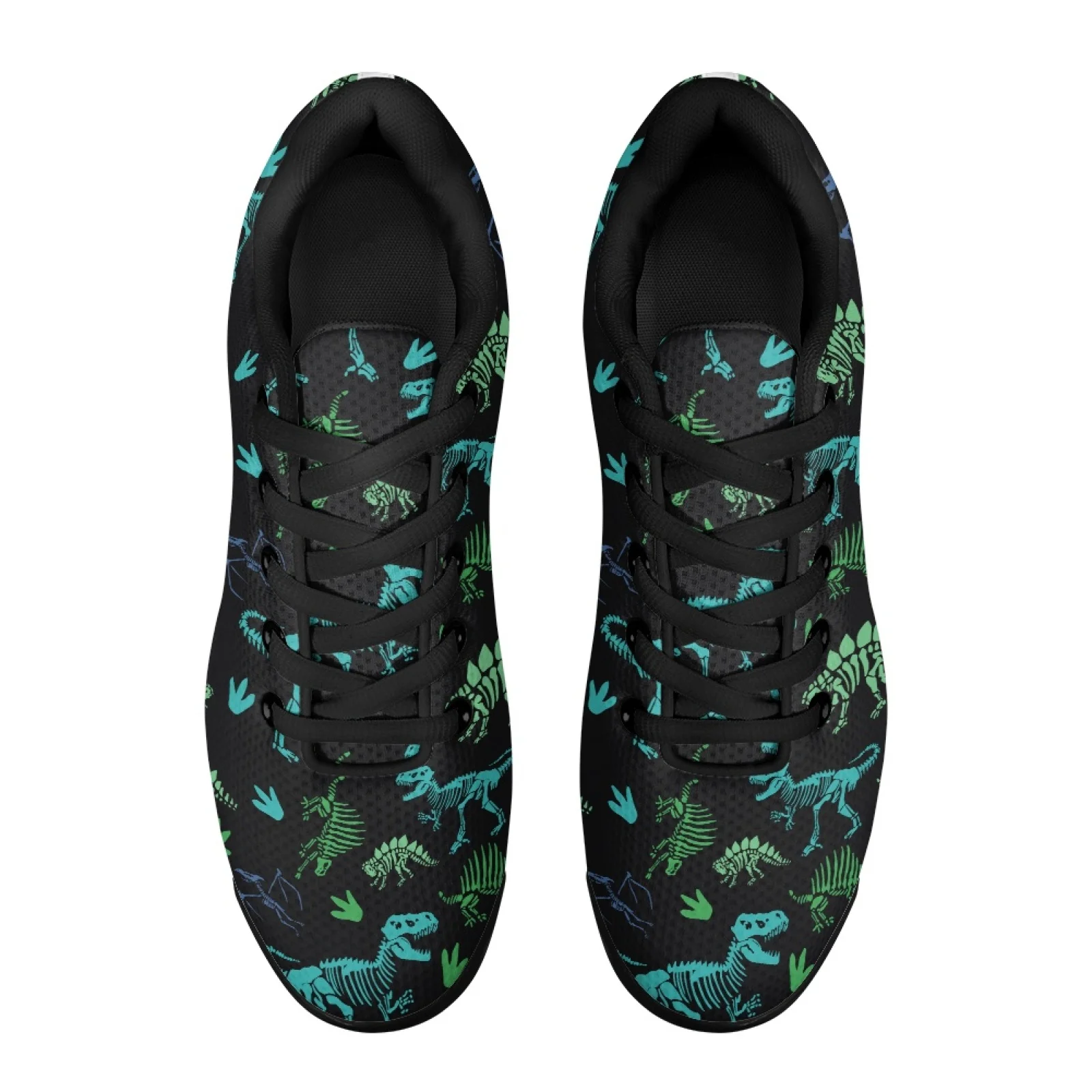 PENSTROLL Dinosaur Skeleton & Fossil Footprint Pattern Non Slip Work Sneakers for Men Tennis Mesh Knit Tennis Sneakers