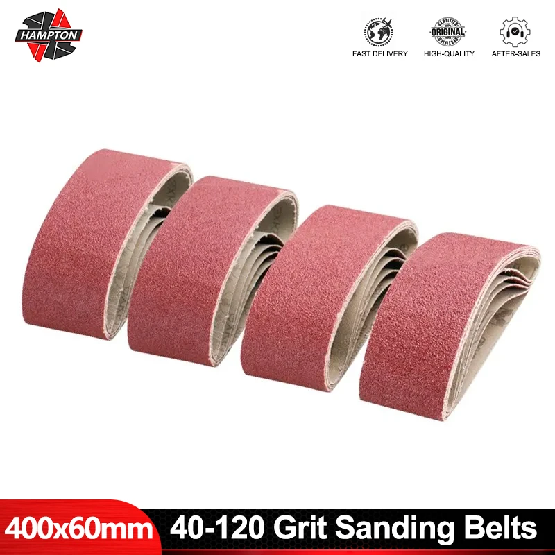 HAMPTON 60x400mm 샌딩 벨트 그릿 40/60/80/120 샌더 부착 그라인더 폴리 셔 전동 공구 액세서리 5pcs