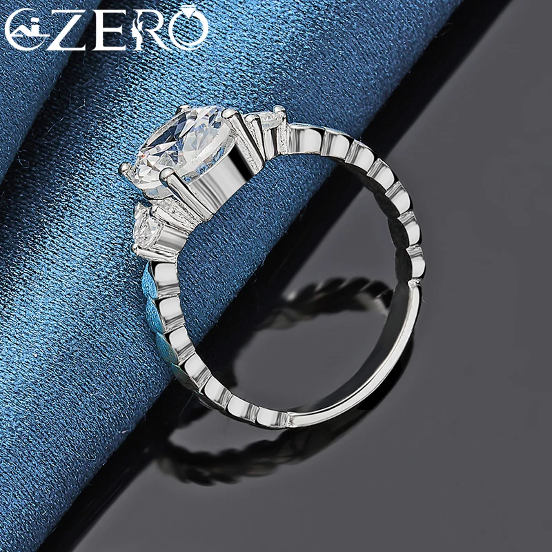 ALIZERO-925 Sterling Silver Oval Cut Zirconia Anéis para As Mulheres, Anel De Noivado De Casamento, Moda Festa Jóias, AAAAA