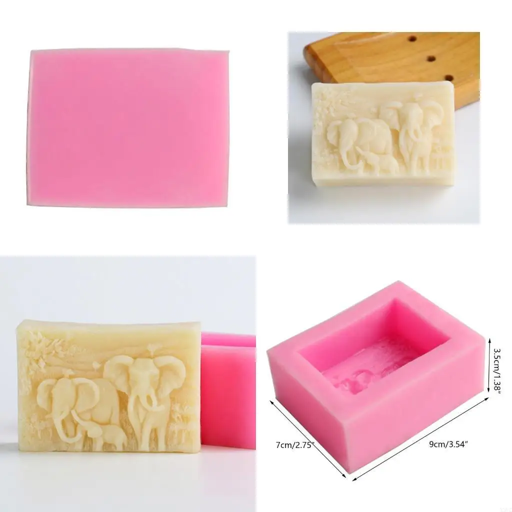 Elephant Family Soap Mold Handmade Silicone Mould Bar Art Craft Molds for DIY Soap Making Lotion Bar Baby Shower Scent X3UC