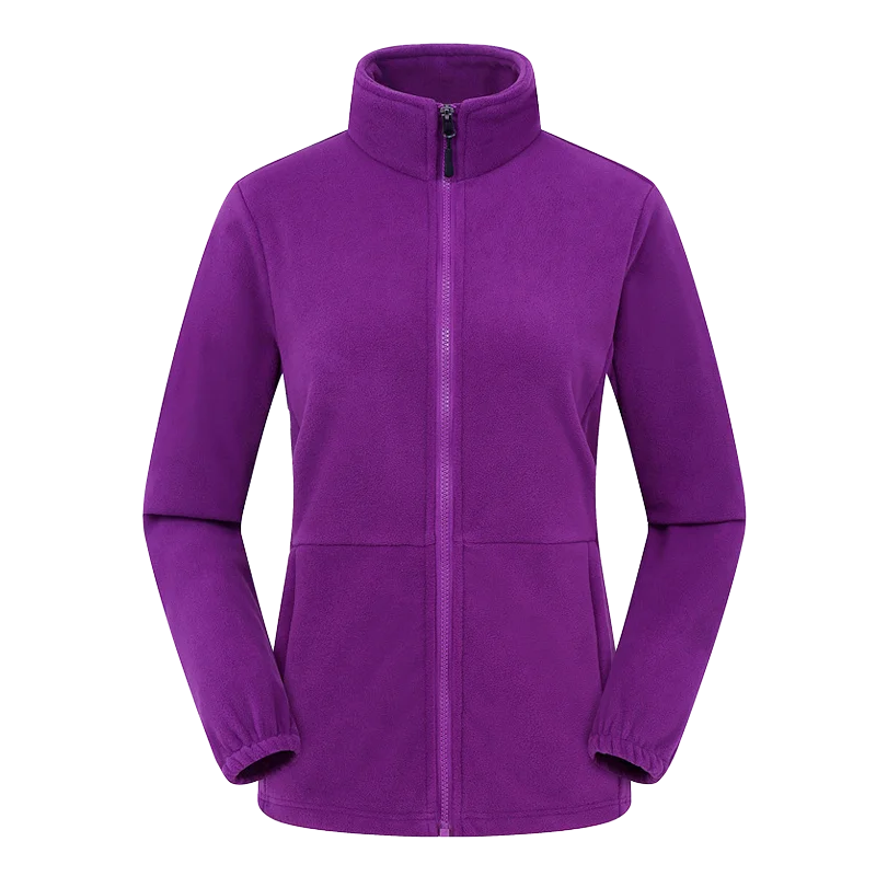 Women\'s Lightweight Full Zip Soft Polar Fleece Jacket Hiking Camping Outdoor Recreation Coat With Zipper Pockets