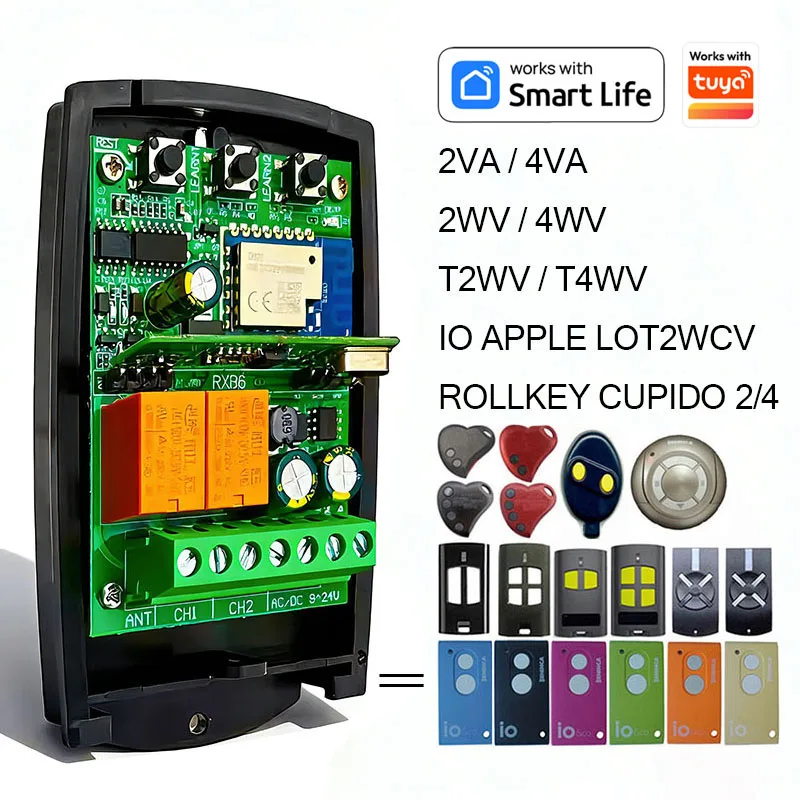 Work With TUYA Smart WIFL Receiver for BENINCA TO GO 2VA 4VA VA 2WV 4WV WV T2WV T4WV Garage Remote Control Command 433.92MHz
