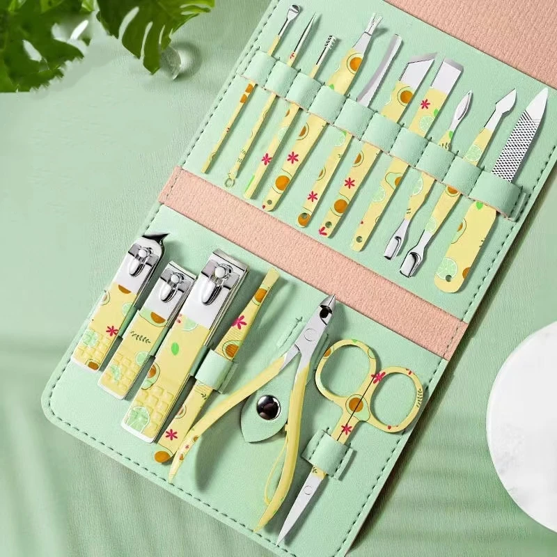 9-16pcs/set Nail Cutter Set Stainless Steel Nail Clippers Set With Folding Bag Manicure Cutter Kits Scissors Makeup Beauty Tool