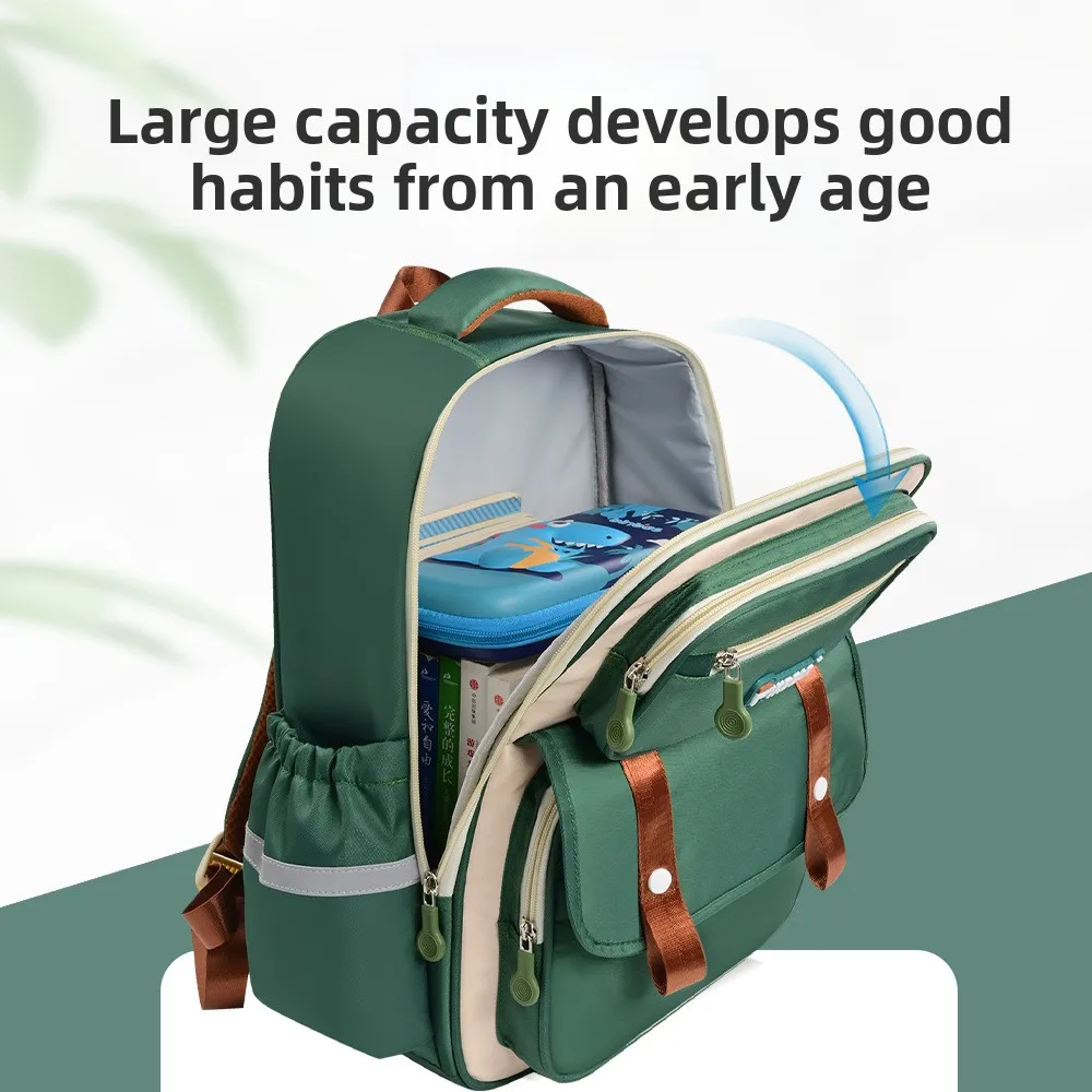 حقيبة مدرسية جديدة خفيفة الوزن على الطراز البريطاني للبنين والبنات ثلاثية الأبعاد لحماية العمود الفقري السميك ذات سعة كبيرة على ظهره طاردة للماء #3