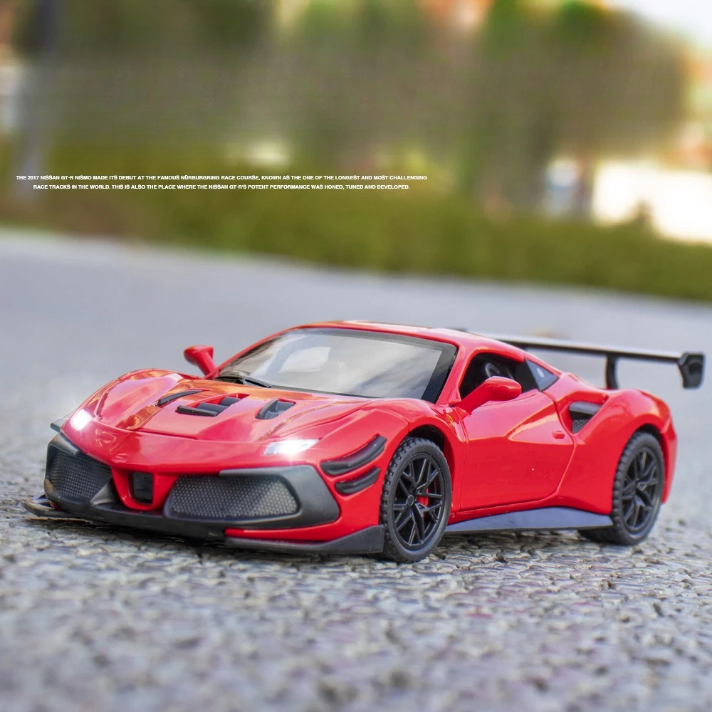 1:32 Ferrari Laferrari SF90 P80C 488 Modello di auto in lega Fonde sotto pressione Veicoli giocattolo in metallo Modello di auto Simulazione Suono Luce Raccogliere regali