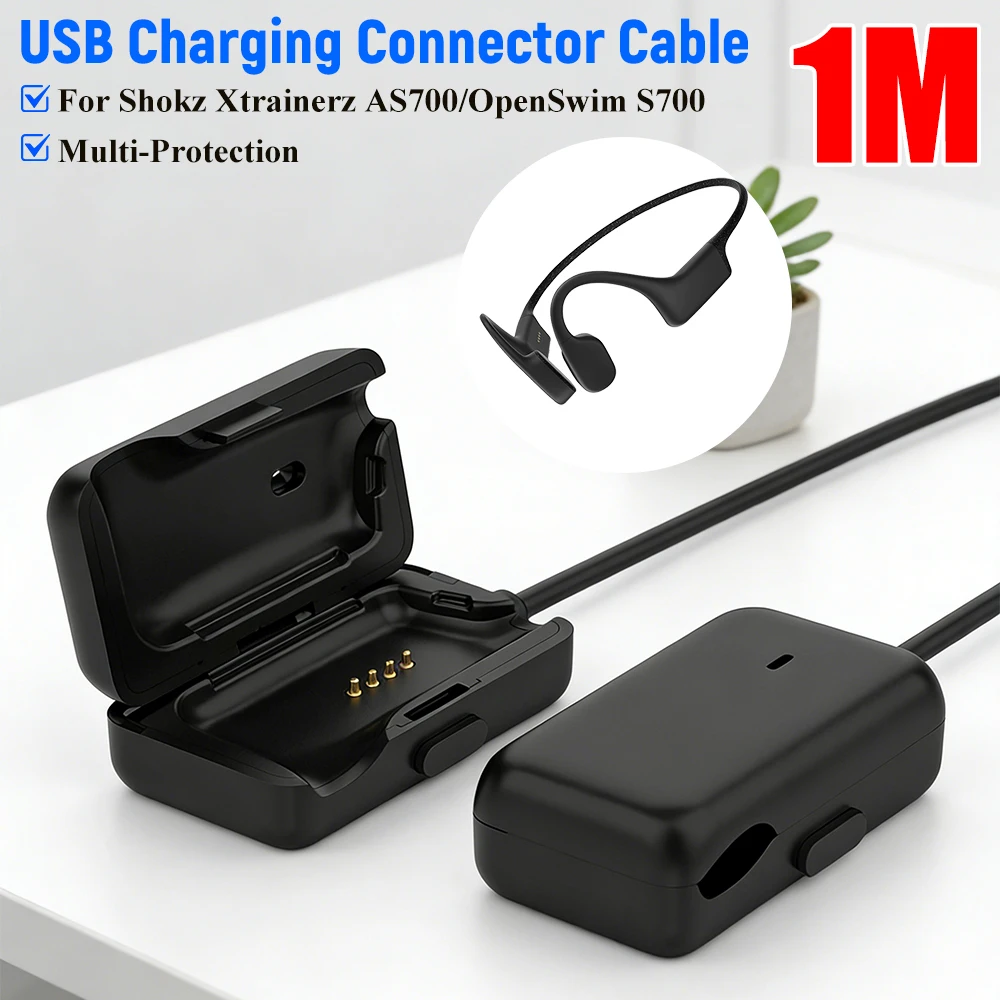 

Зарядное устройство 5V 400MA для Shokz Xtrainerz AS700/OpenSwim S700, USB-кабель для зарядки 1 м, портативный кабель для передачи данных, аксессуары для наушников