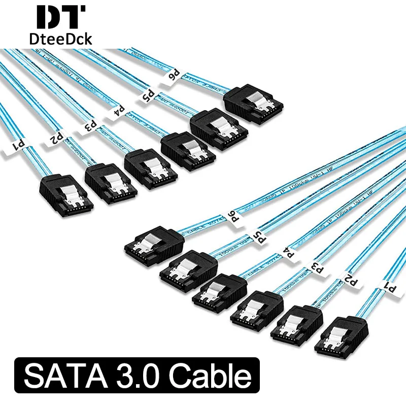 DteeDck 8Pcs/Set SATA 3.0 Cable High Speed 6Gbps SATA Cable SAS Cable for Server Cable HDD SDD DVD Drivers SSD Data Cable