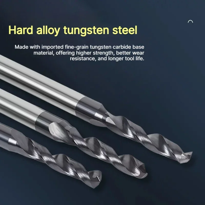 Carbide Twist Drill Bit Coated Extended Long Length Fixed Shank Tungsten Steel for Metal Steel Drilling