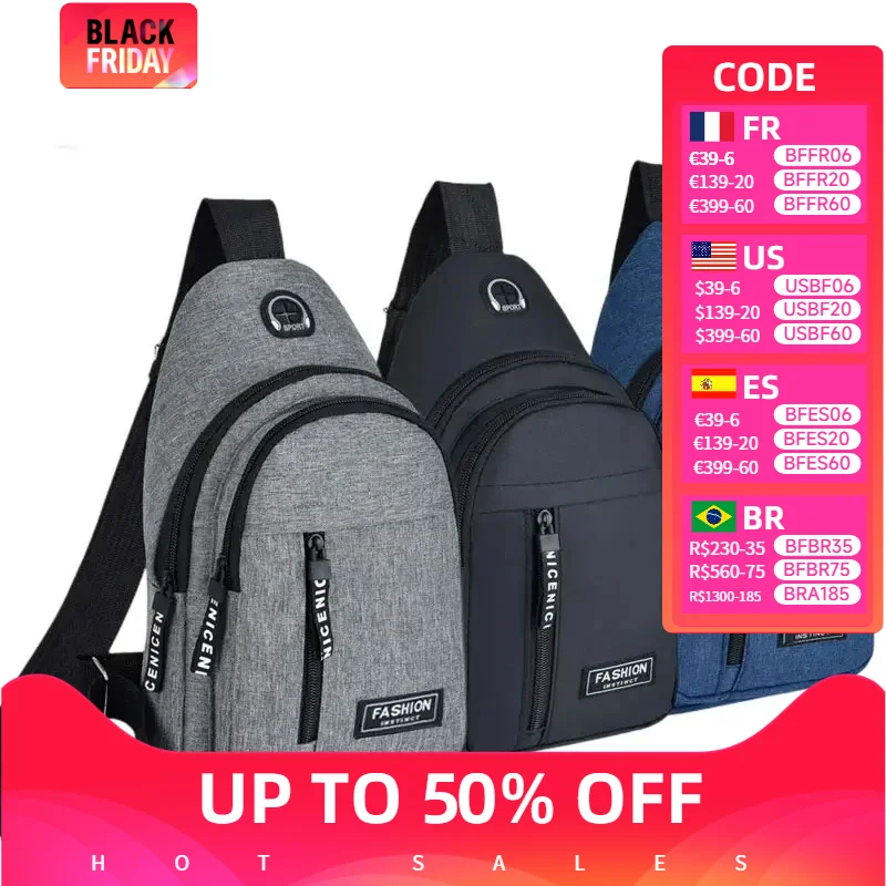 2023 New Multifunctional Chest Bag Men's Fashion Trend Oxford Cloth Shoulder Bag Korean Style Casual Waterproof Messenger Bag