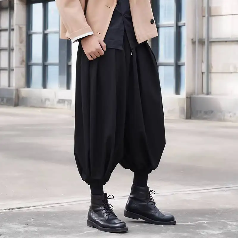 

Gentleman Original Design Japanese Dark Style Culottes Loose Fit Tapered Unisex Casual Cropped Men's Pants