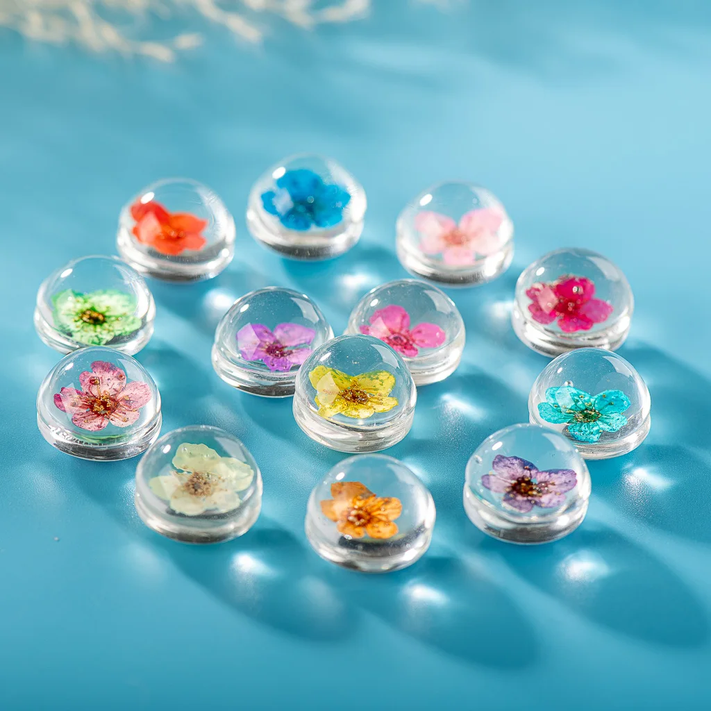 15mm-16mm 5pcs No-Hook Glass Ball And Flowers For DIY Earrings Bracelet Choker Necklace Jewelry Making Beads #IZ213