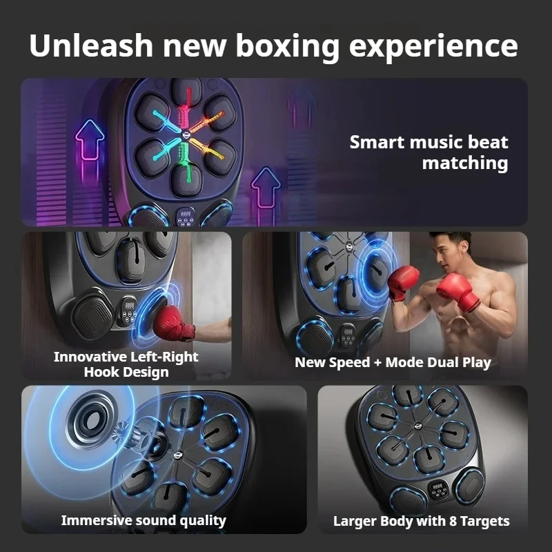 Smart Bluetooth Music Boxing Machine Wall Mount Punching Target Indoor Adult Kids Fitness Decompression Boxing Trainer