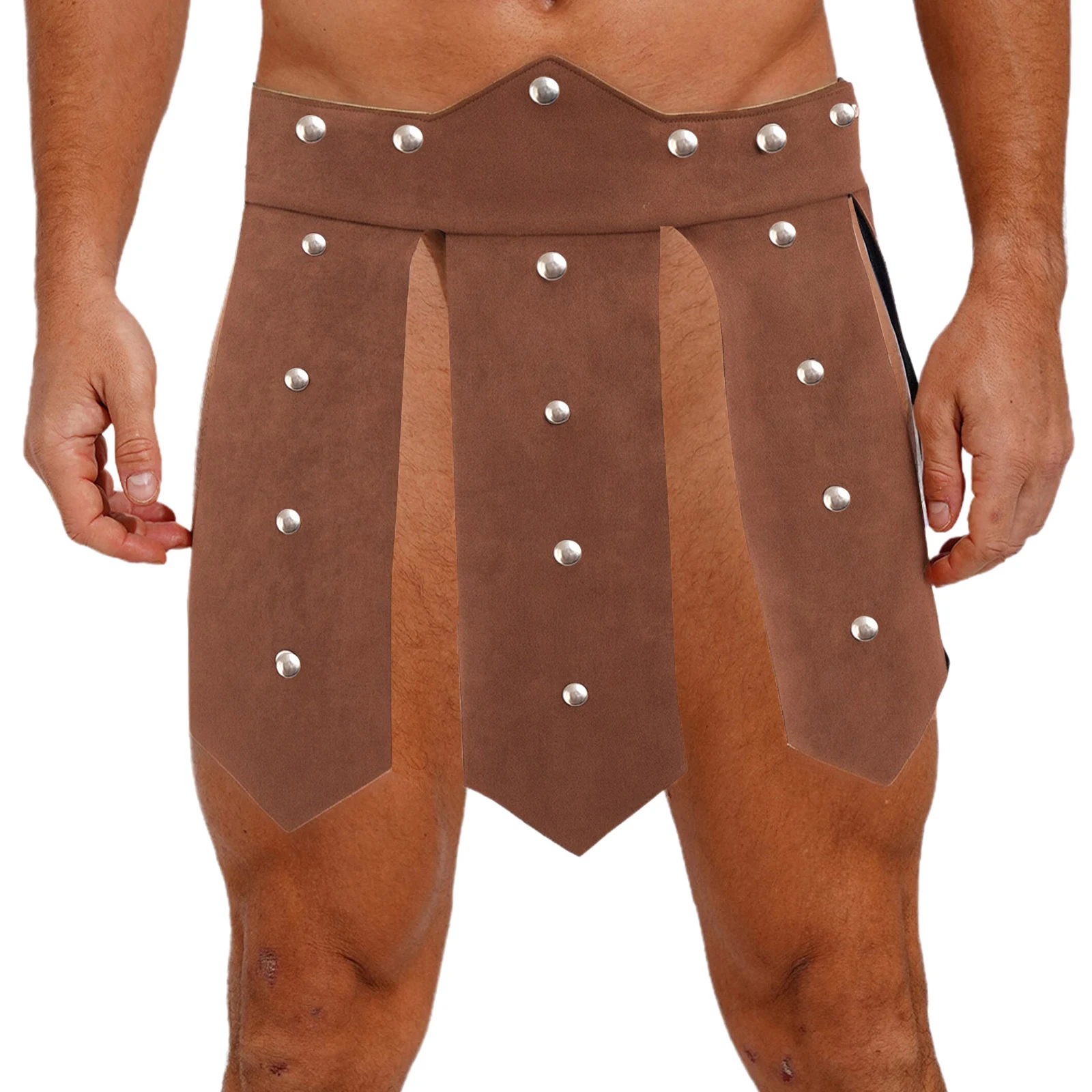Mannen Oude Romeinse Ridder Rok Klinknagels Decor Split Zoom Armor Rok Gladiator Warrior Cosplay Kostuum voor Halloween Carnaval