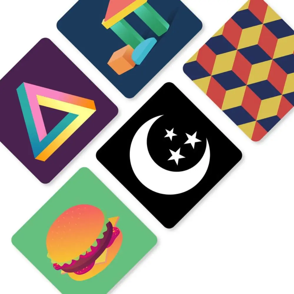 Paper Baby Visual Stimulation Cards Sight Games Black and White High Contrast Flashcards Reusable Durable Baby Flash Cards
