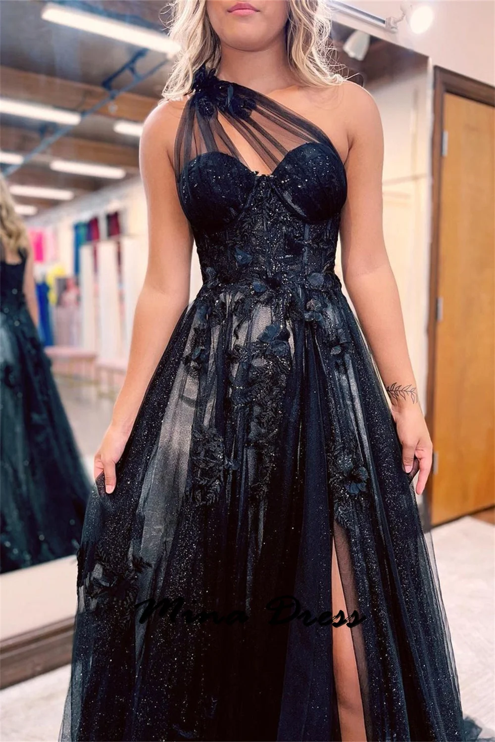 Mina Customized Backless Elegant Party Dresses 2024 for Wedding Guest Dress Women Slit Sleeveless Sequins One Shoulder Evening