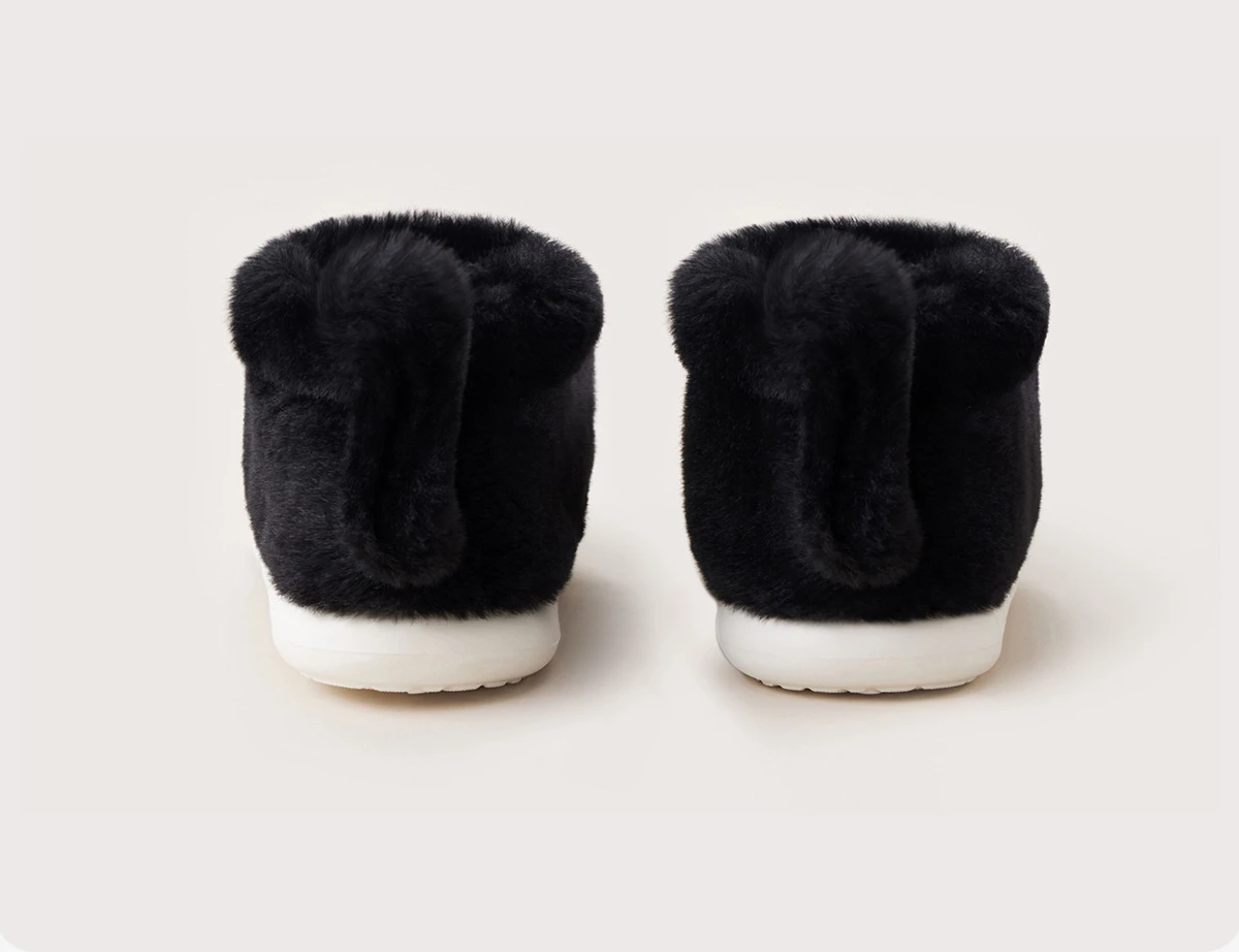 Neue Cartoon Schwarze Katzenstiefeletten für Damen, Winter Flauschige Plüschstiefel, Warme Indoor-Katzenpantoffeln, Unisex Flauschige Hausschuhe mit Schwanz – Detail 17