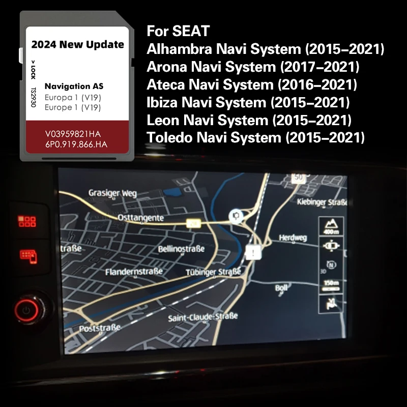 AS V19 MIB2 SD CARD LEON Ateca IBIZA TOLEDO ALHAMBRA 2024 SD CARD NAVI Map for Seat