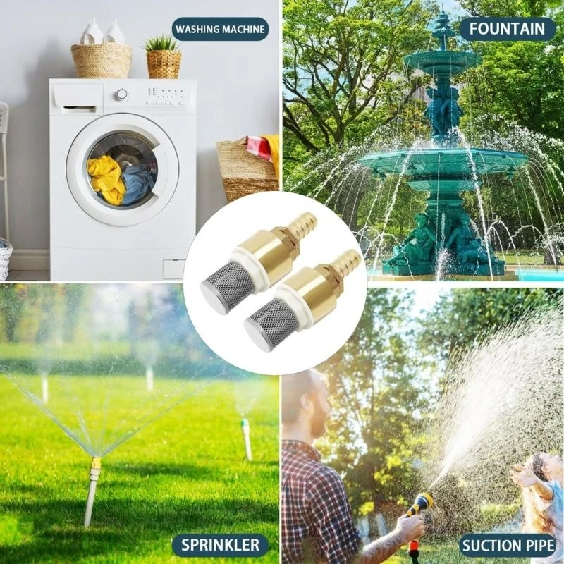 Check Valves for Suction Hose Screw Thread 1/2Inch Brass Foot Valves with Hose Connection for Handle Pump, Garden Pump