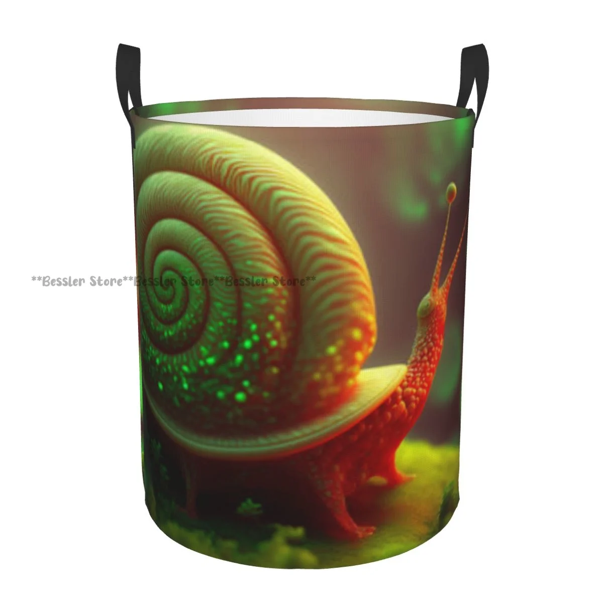 Laundry Basket Hued Alien Snail Round Storage Bin Collapsible Hamper Clothes Bucket Organizer