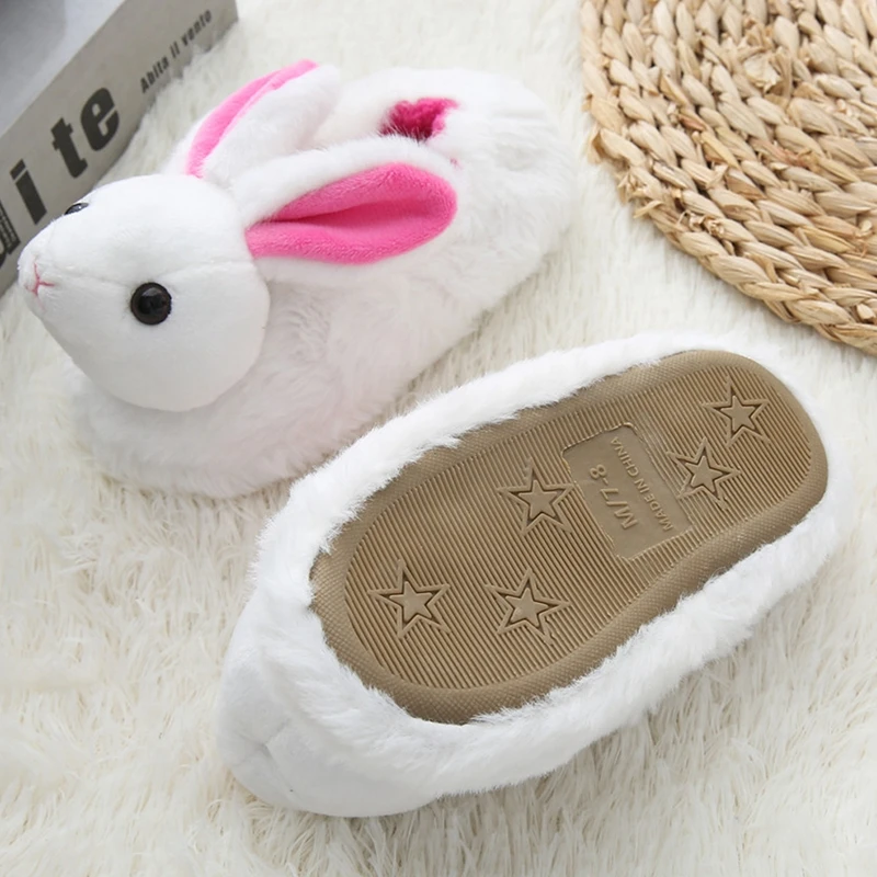 Fashion Toddler Girl Slippers Indoor Winter Cartoon 3D Bunny Plush Warm Kid House Footwear Soft Rubber Sole Home Shoes Baby Item