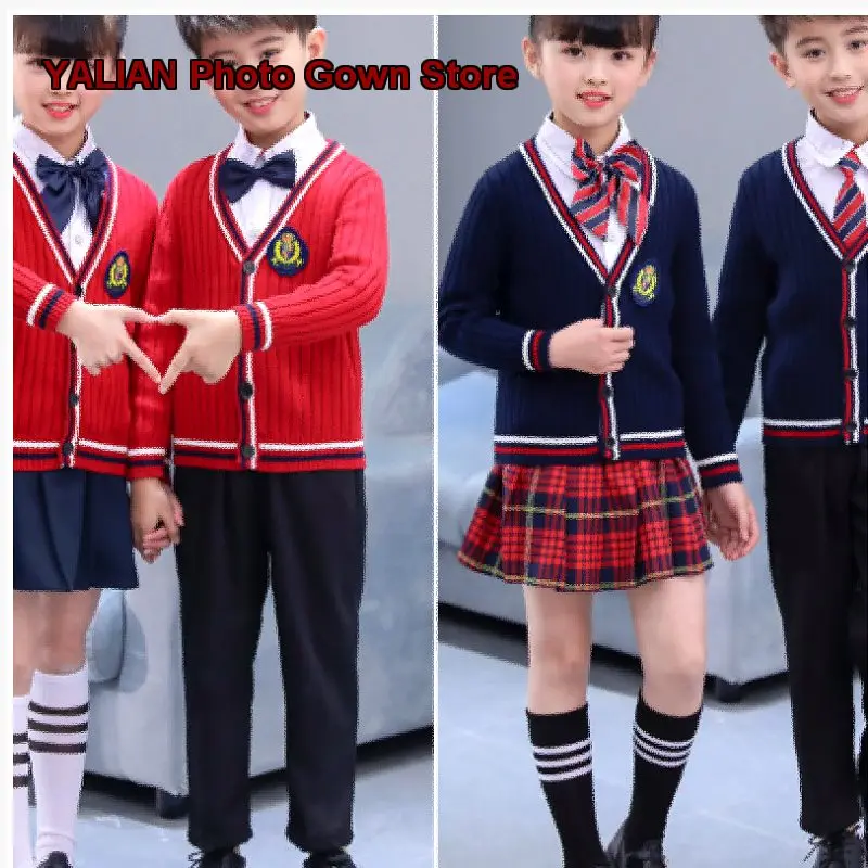 Children’s Knit Vest Boys Girls Class Uniform College Style Pure Cotton School Garden Vest Kids