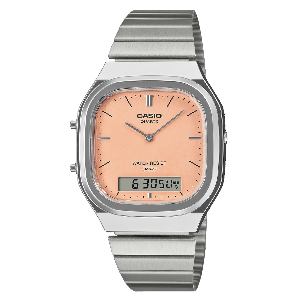 Casio AQ‑240E Series | Analog‑Digital Watch | Stainless Steel Band | 30M Water Resistant | 3‑Year Battery | Retro Dial