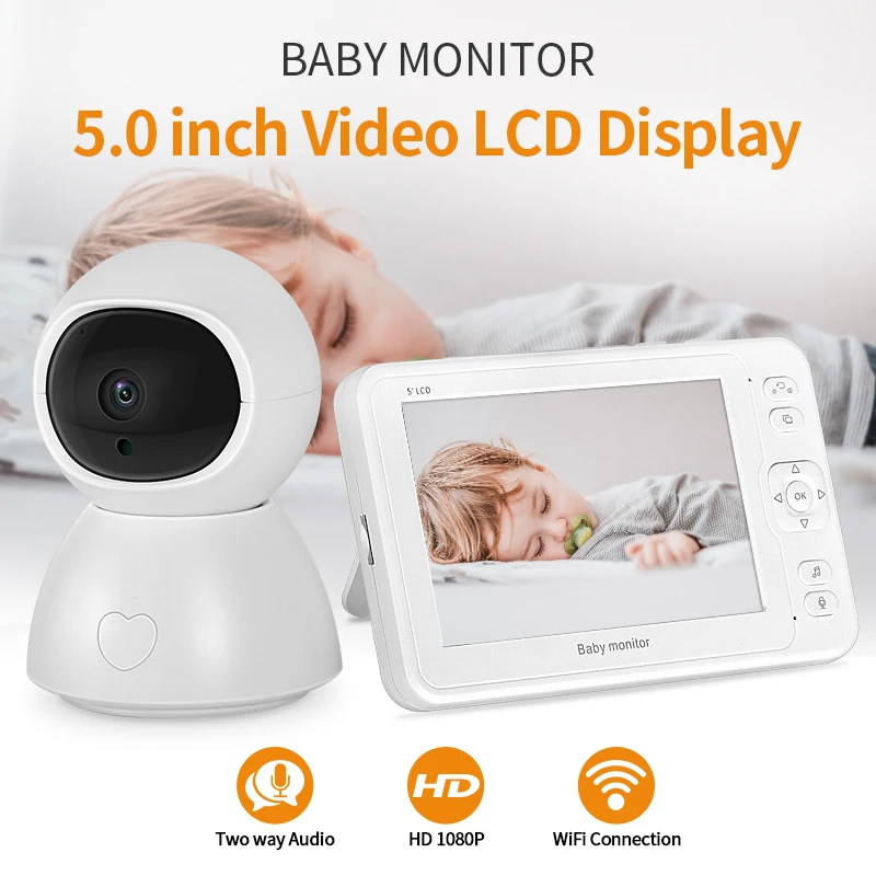 5 Inch Baby Monitor Night Vision 1 Screen 2/3 Surveillance Camera 1080P Security Camera Babysitter Camera with 2 Camera