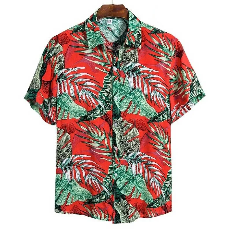 2023 Summer Men For Shirt Holiday Casual Fashion Hawaiian Beach Dot Print Short Sleeve Tops Aloha Clothing Streetwear 5XL Floral