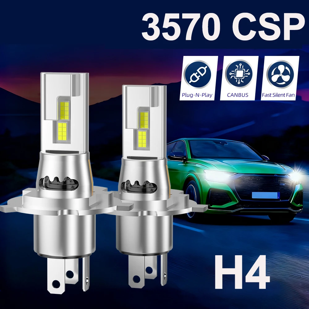 20000LM H4 LED-Scheinwerfer-Set Mini-Birne CSP 3570 für Auto-Scheinwerfer Nebellichter Canbus H7 LED Turbo Automobil 12V 6000K