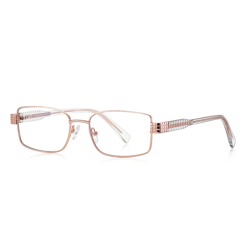 إطار نظارات طبية للنساء من KIZN بتصميم فني مربع معدني لقصر النظر، نظارات عمل عصرية مضادة للضوء الأزرق -0.50 إلى -6.0