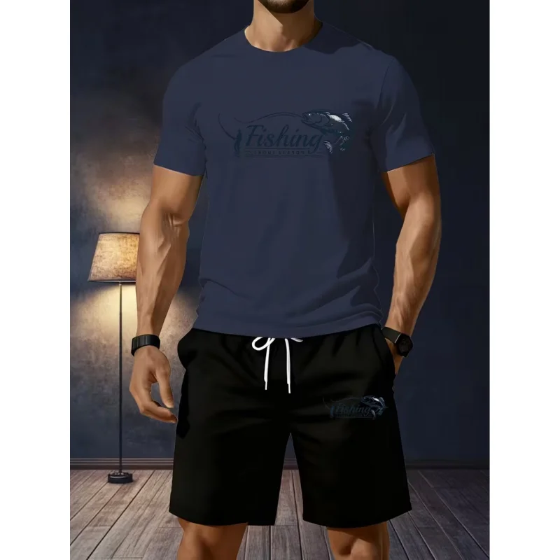 

Men'S Loungewear Loose-Fitting Short-Sleeve Suit With Pinhole Detailing Breathable Casual Short-Sleeve Shirt For Home Use