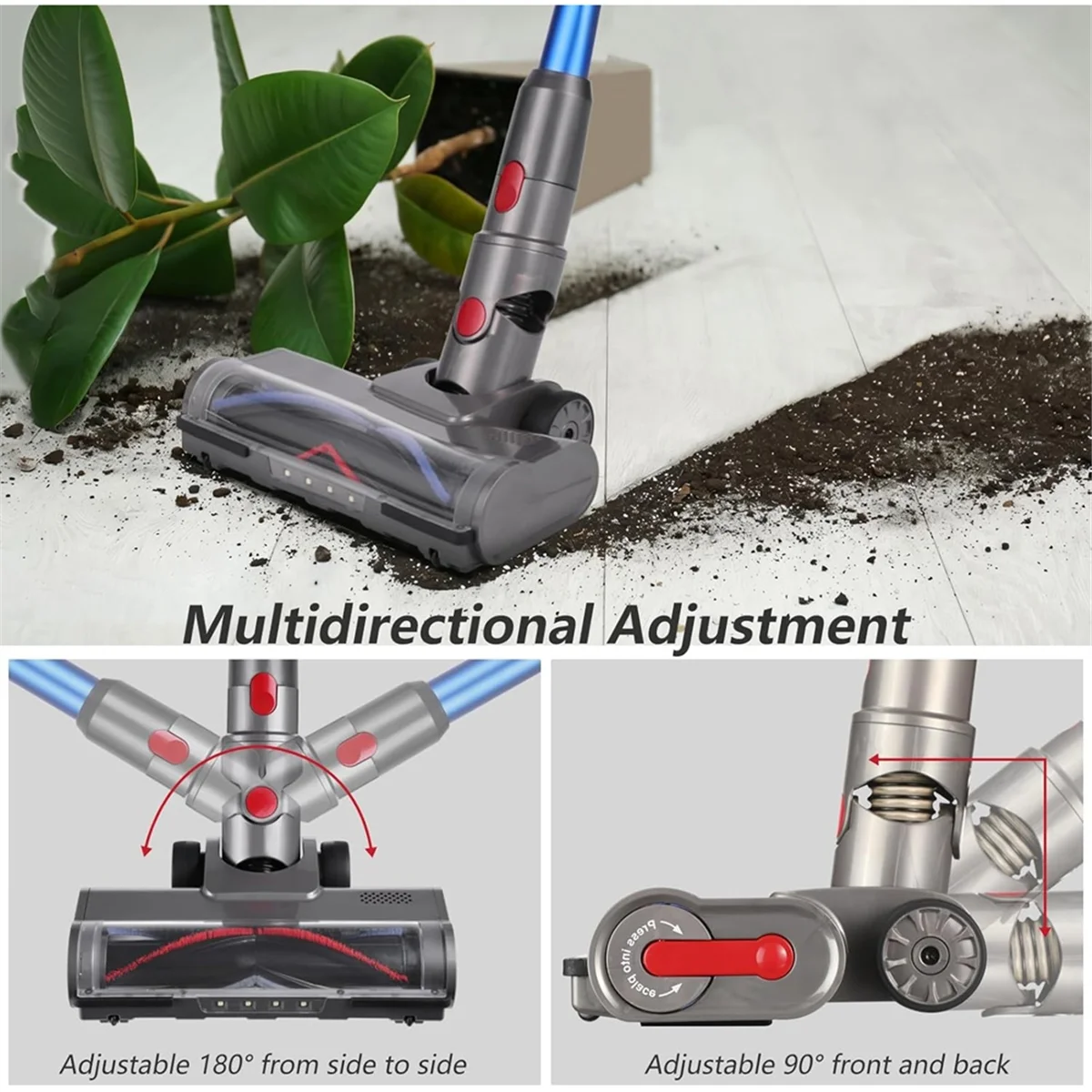 QA88X Direct Drive Brush Head for Dyson V7 V8 V10 V11 V15 Vacuum Parts with Carpet Brush for Carpet Floor Clean