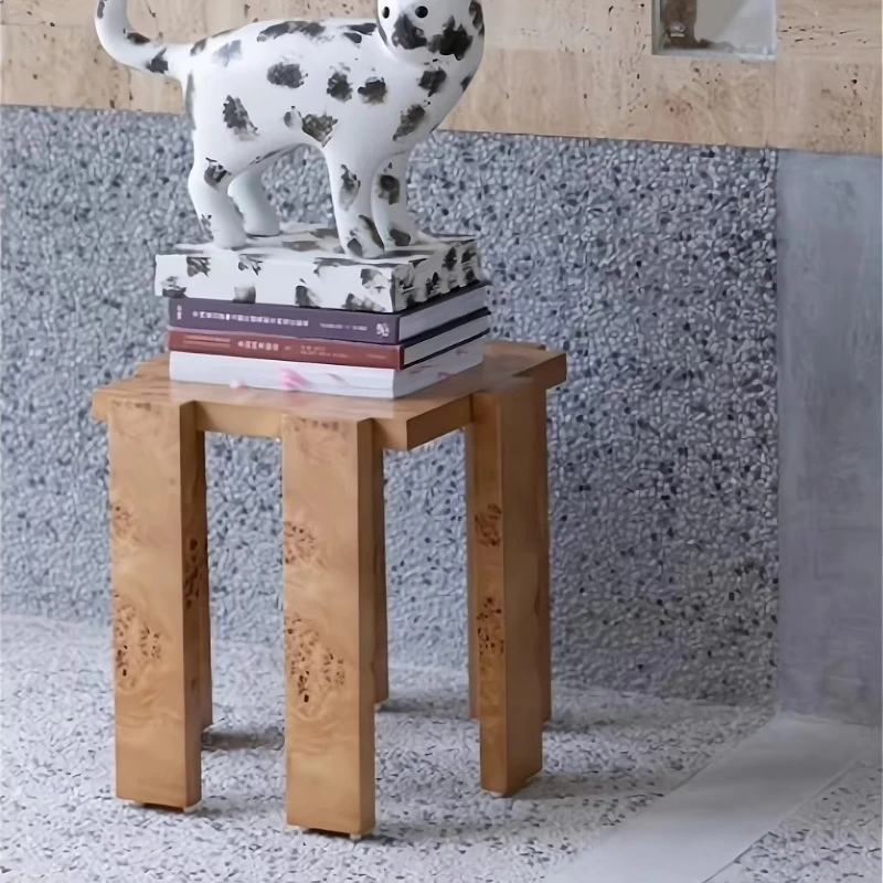 

Mid-century style living room side table, minimalist tree knot wood veneer headboard locker