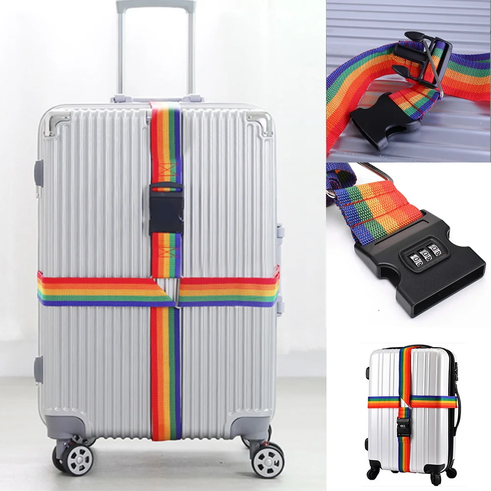 

Trolley Box Bundling Straps Adjustable 420CM Luggage Strap High Quality Cross Belt Optional Password Lock and Buckle Strap