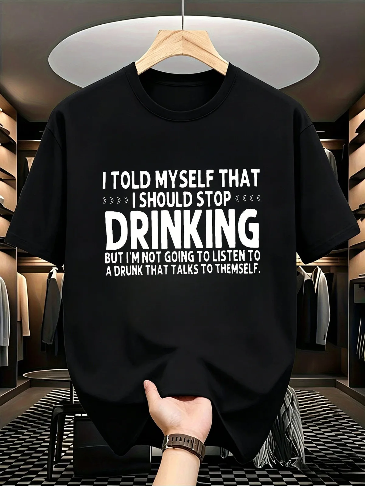 I SHOULD STOP Print Men'S Round Neck Short Sleeve Tee Fashion Regular Fit T Shirt Top for Spring Summer Holidaypixianai01